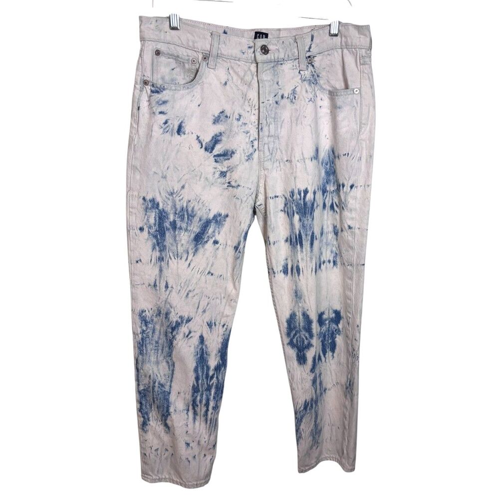 GAP High Rise Tie Dye Cheeky Straight Jeans 12/31 Blue Button Fly